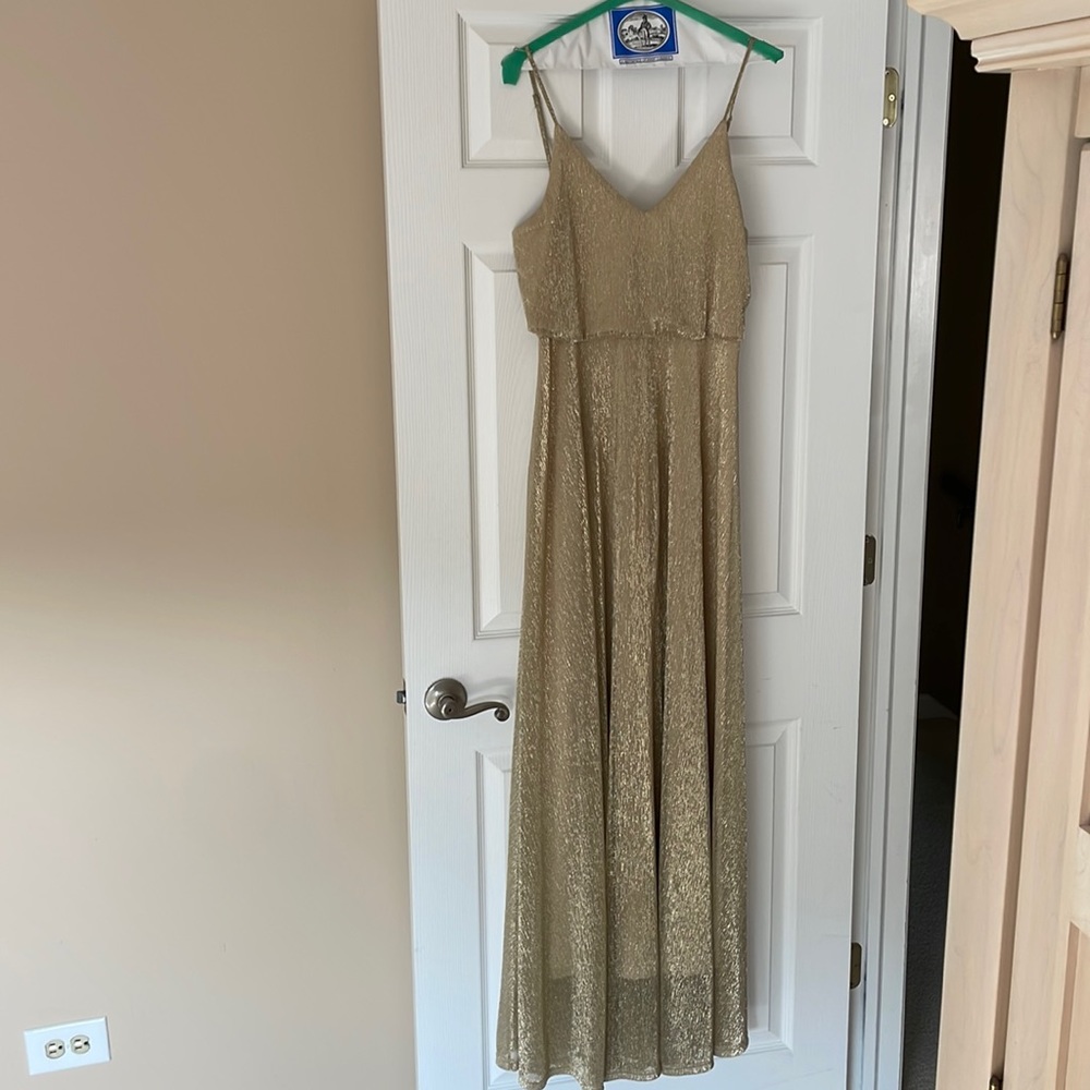 Gold Lulus bridesmaid dress